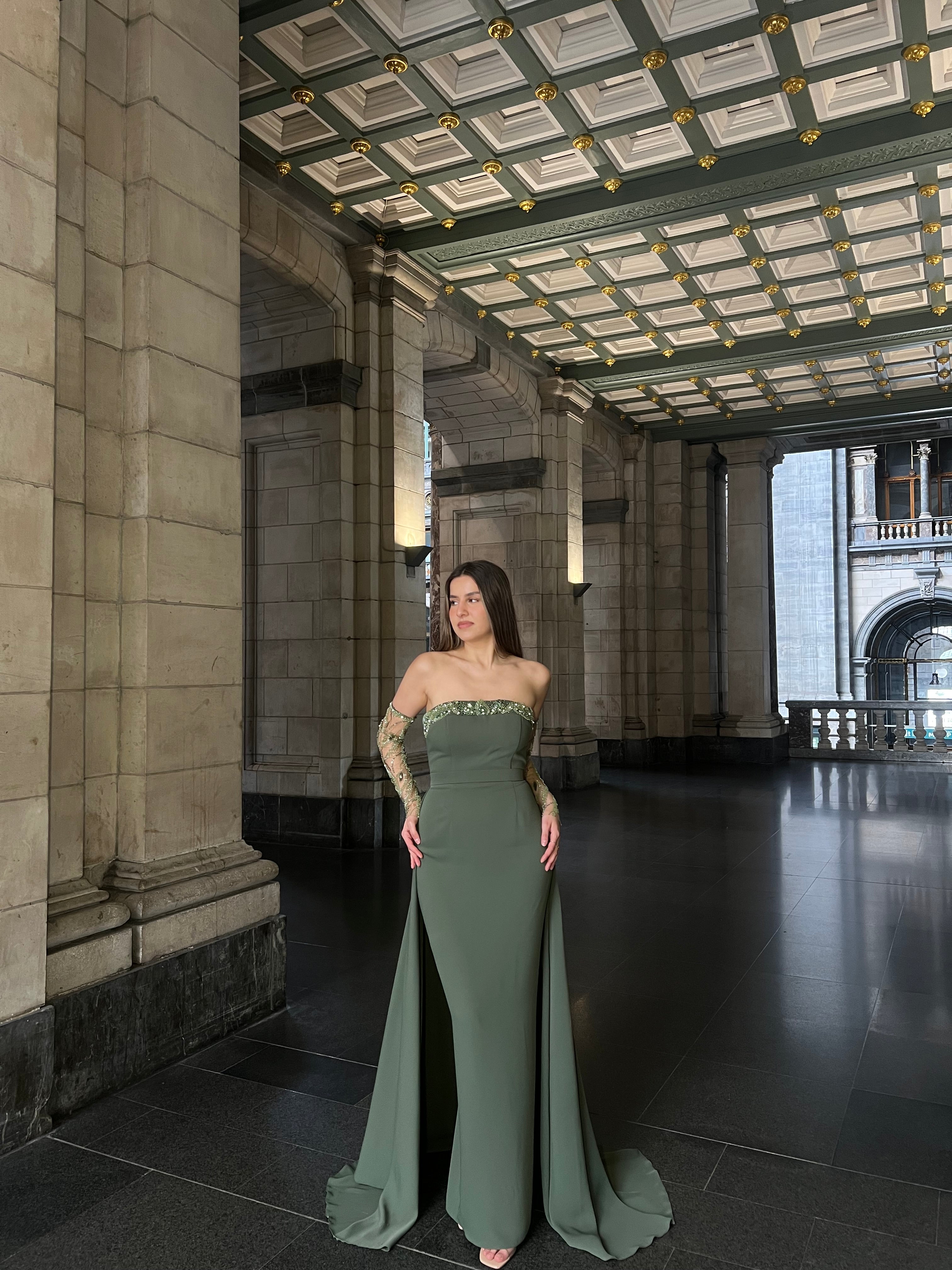 ariel green dress Maxi and anyone building a romantic or glam wedding palette. We Meet Ariel in NEW